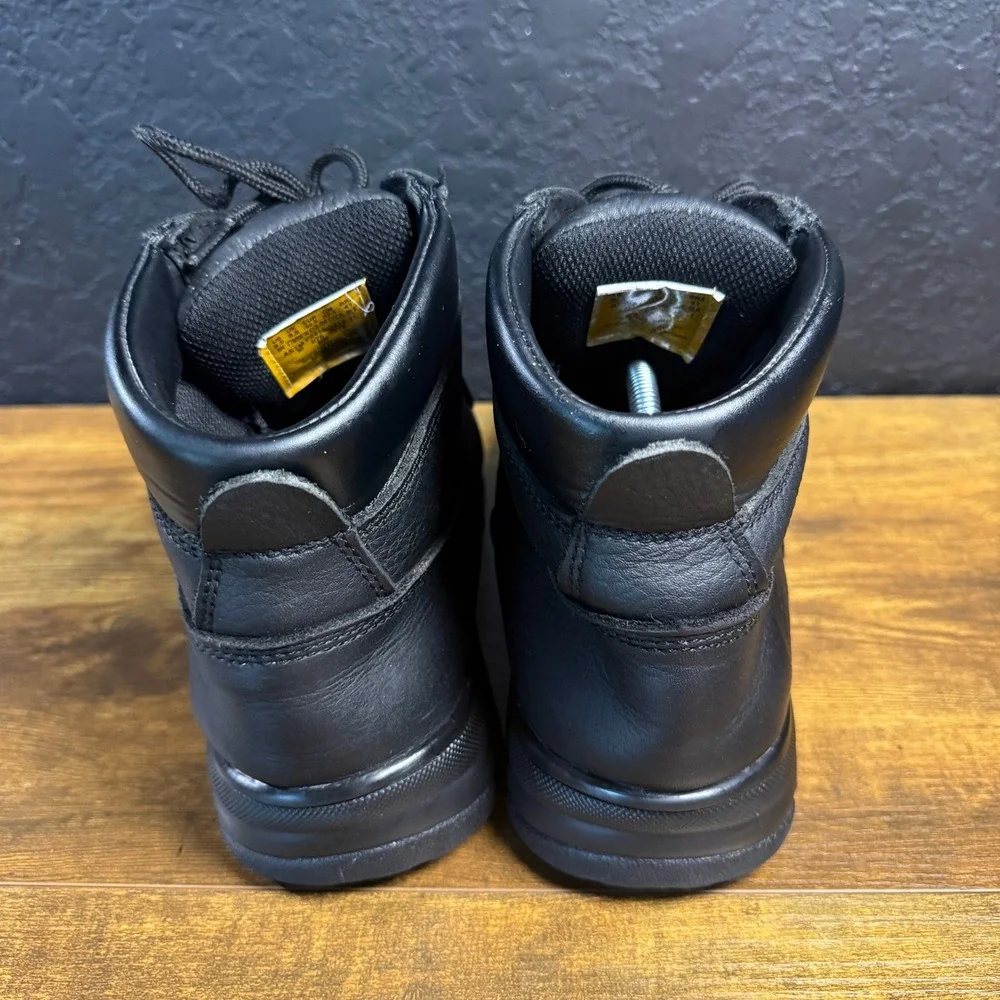 Skechers Hartan 77009EW Black Leather Steel Toe Work Boots Mens 9.5 Wide‎